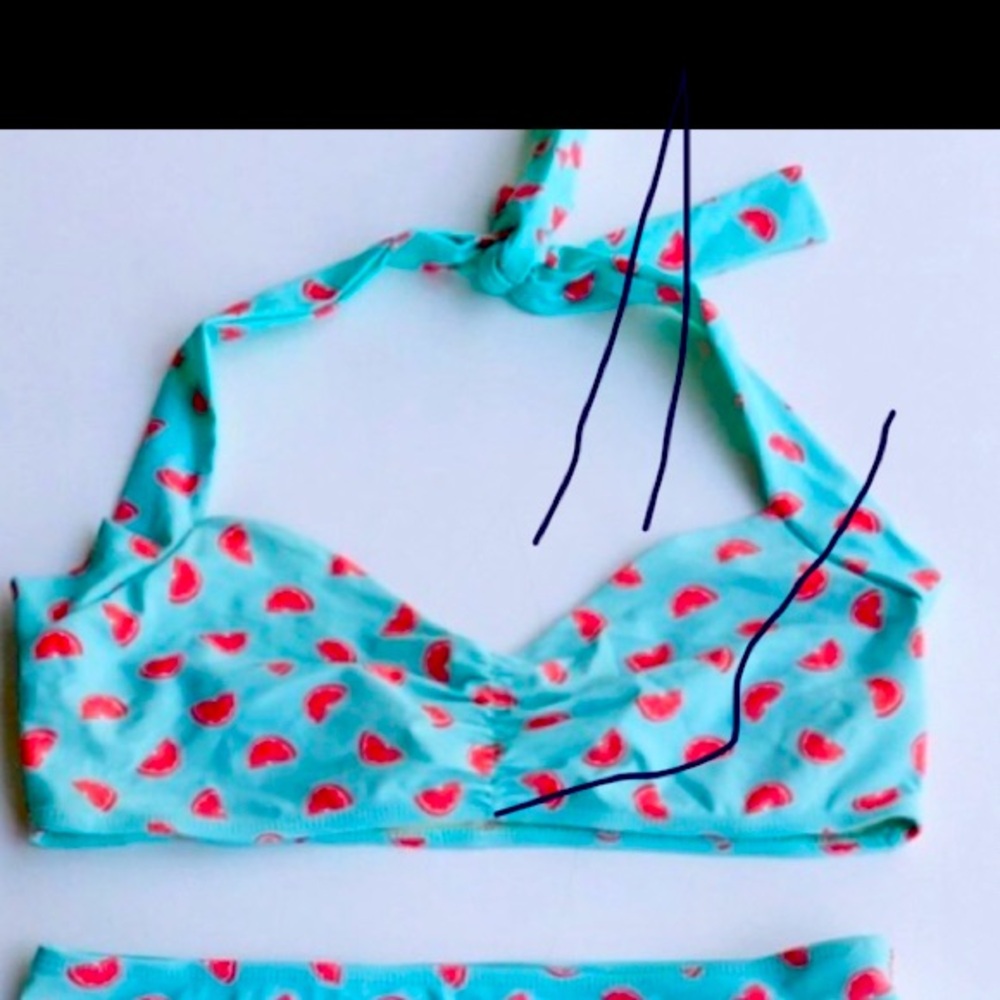 Red Dolly retro bikini TOP.  Fits DD